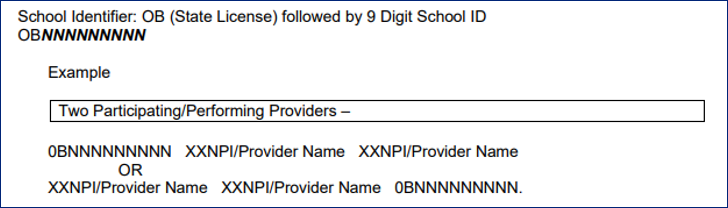 screenshot showing the information used when submitting a claim with 2 participating providers.