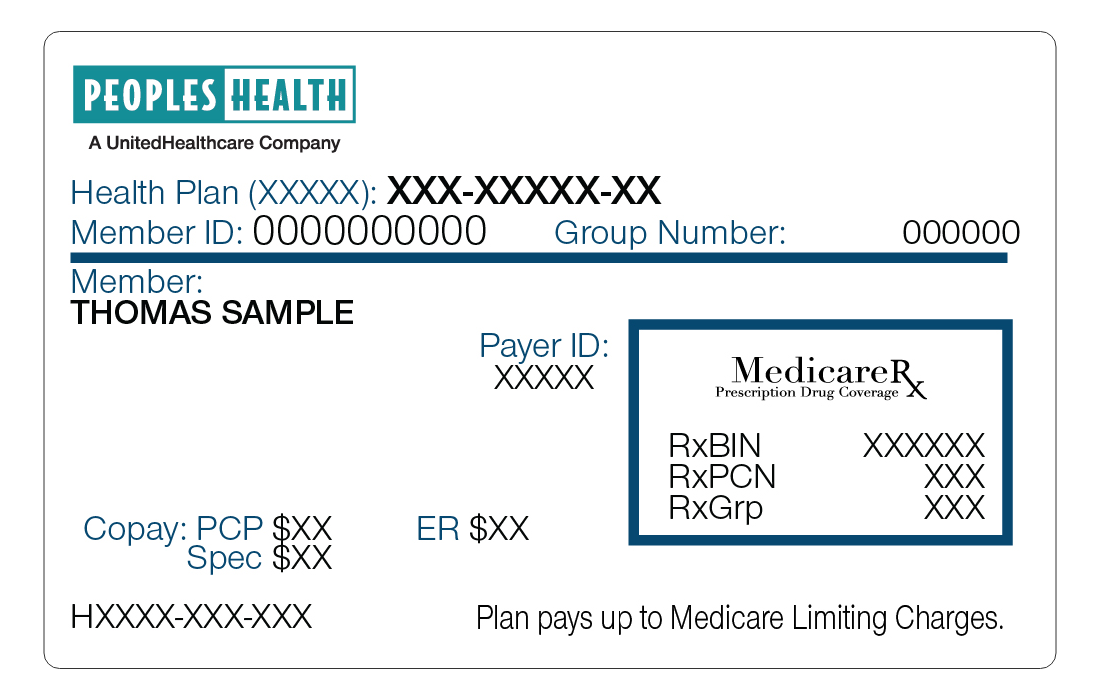 Peoples Health member ID card sample image 2