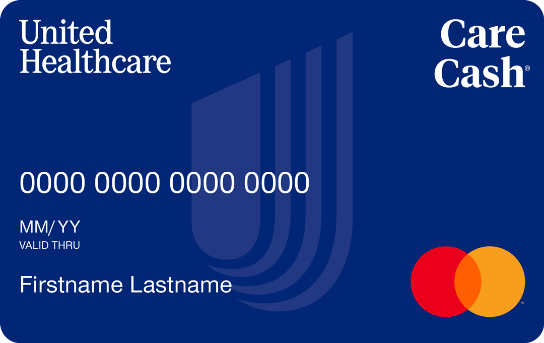 An example of the front side of UHC Care Cash prepaid debit card