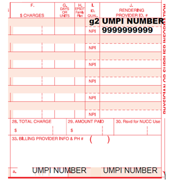 UMPI Number Example on a Form