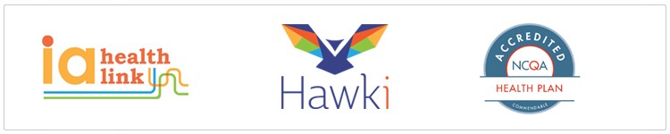 Logos: ia health link, hawk-i and NCQA seal